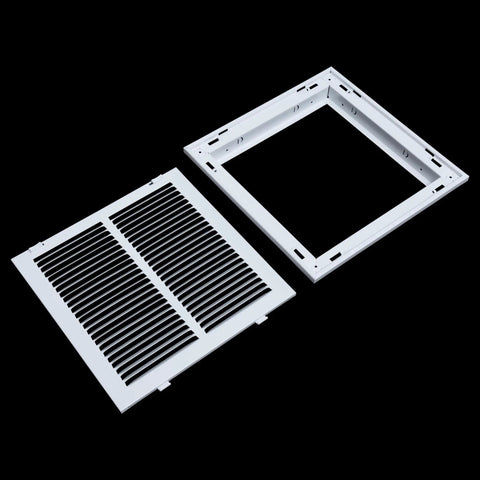 Fits 18 By 18 Duct Opening Steel Return Air Grille With Removable Door For One Inch Filters White Vent Cover disassembled view