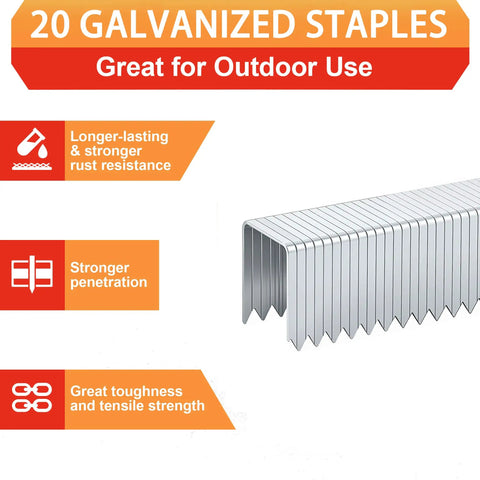 Tough As Nails 20 Gauge Galvanized T50 Staples With Chisel Points Quarter Inch For Staple Guns 10000 Piece Count showing durability features.