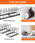 Level Up Your Kitchen Setup With This Expandable Under Cabinet Pot And Pan Lid Organizer Rack Crafted From Solid Iron With Soft Rubber Tips For Scratch Free Countertop Storage That Absolutely Flips The Script On Clutter, showcasing 2 DIY methods.