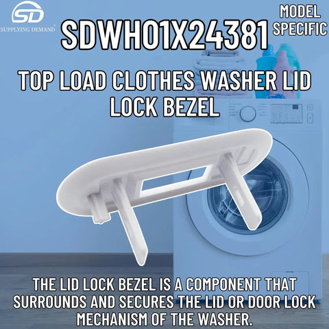 Top Load Washer Lid Lock Bezel Replacement White Bezel 4502680 Model Fits Most Major Brands Easy Install No Fuss Lid Won’t Close Or Lock Durable Plastic Construction