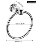 Slick Chrome Towel Ring With Crystal Accent, Flexible 180 Degree Rotating Wall Mounted Bath Hand Towel Holder dimensions
