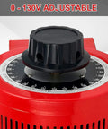 Close-up of Heavy Duty Auto AC Variable Voltage Transformer 10 Amp with 0 to 130 Volt Output, showing adjustable knob and scale.