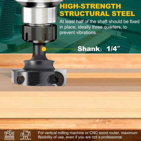 Beefy Spoilboard Surfacing Router Bit With One Quarter Inch Shank And One Inch Cutting Diameter, Four Wing Precision Flattening Bit for Woodworking.