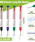 Premium Long Nib Markers And Deep Hole Marker Pens Waterproof Construction Marking Tools With Built In Ruler Game Changer Contractor Woodworking Gear Grab This Solid 8 Pack Now, featuring 20mm nibs in four colors.