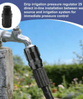 2 Pack 25 PSI Garden Hose Pressure Regulator For Drip Irrigation Systems fitted to tap outdoors