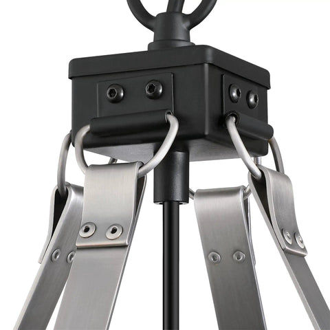 Bartley Vintage-Style One-Light Indoor Pendant Light With Matte Black Finish, Dark Pewter Accents, cage detail view