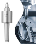 Front view of MT2 MT3 MT4 lathe live center with MT2 taper in silver steel.