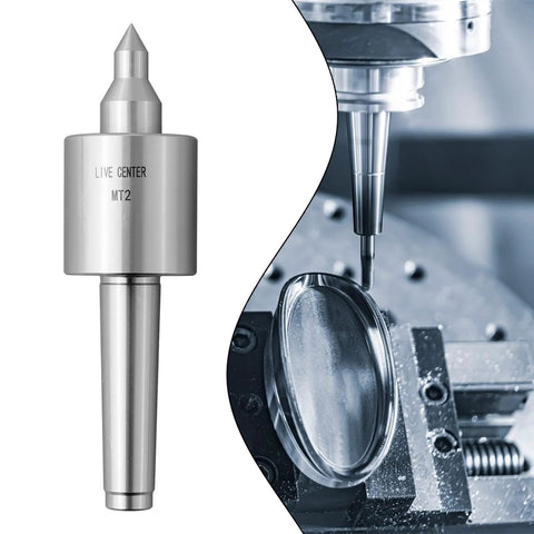 Front view of MT2 MT3 MT4 lathe live center with MT2 taper in silver steel.
