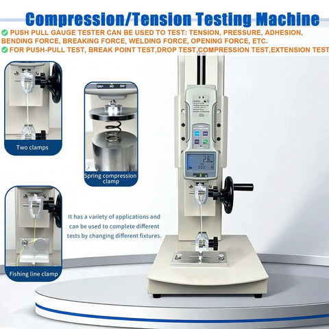 Manual Horizontal Digital Push Pull Force Tester For Tensile And Compressive Testing with two clamps and digital display