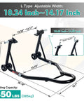 850 Lb Motorcycle Paddock Stand For Sport Bikes Rear Wheel Lift Swingarm Black Heavy Duty Steel with U and L Forks