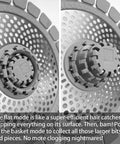 Two Pack Stainless Steel Drain Hair Catcher for Bathtub and Shower, showing flat and basket modes to trap hair and debris.