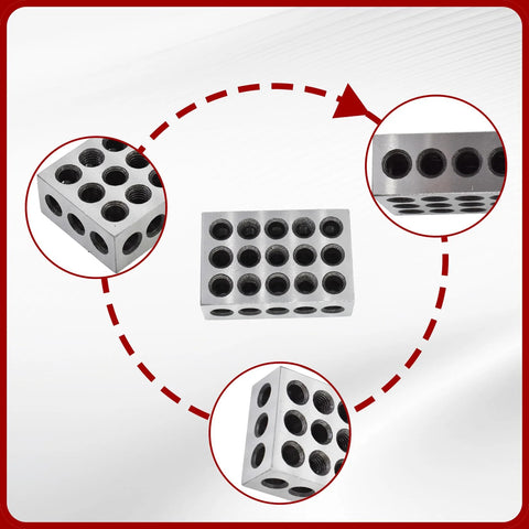 Findmall 5-pair steel machinist blocks, 1 x 2 x 3 in, 23 holes, .0002 in accuracy