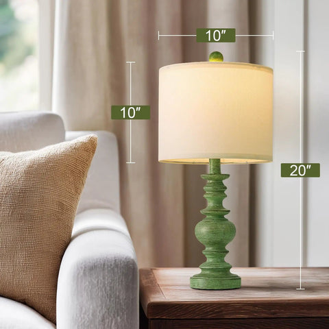 Rustic 27.5 Inch Table Lamp Set of 2 with 3-Way Dimmable Touch Control on a bedside table in a living room