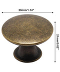 Antique Brass Round Cabinet Knob with Single Hole, 1.14 Inch Diameter and 0.83 Inch Height, part of 16 Pack for Kitchen Cabinets and Dressers.