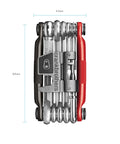Compact All In One 17 Function Bike Multi Tool Matte Black Red Hex Wrenches 2 2.5 3 4 5 6 8 Open Wrenches Folded View