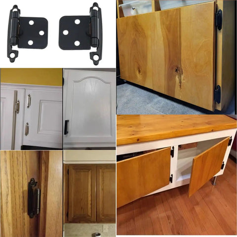 Black spring hinges for cabinets 4 pack overlay hinges with self closing action hidden and flush door hinges installed on wood cabinets
