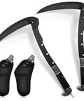 Two Pack Black Folding Sickle Fourteen Point Six Inch Grass Hand Sickle With Wooden Handle Portable Safety Manual Garden Tool