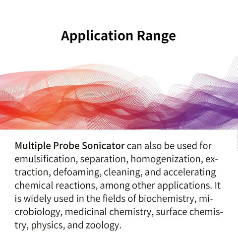 Application range graphic for Multiple Probe Ultrasonic Sonicator For Laboratory Samples With Dual Probes Programmable Centralized Control Pro Grade Performance Fast Simultaneous Processing Adjustable Pulse And Power Self Diagnostics DH4S 1000