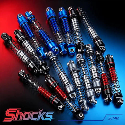 28mm RC Oil Shocks 4Pc Aluminum Shock Absorbers For 1/30 Axial SCX30 Wrangler Bronco RC Crawler Upgrades in mixed colors