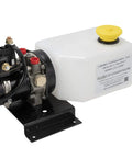 All In One Hydraulic Power Unit Replacement Kit With 2 Quart Pump Reservoir And Trombetta Solenoid For Trailer Lifts, Includes Battery Cable And Hardware, White Or Black Cap May Vary, Ready To Install shown with white cap