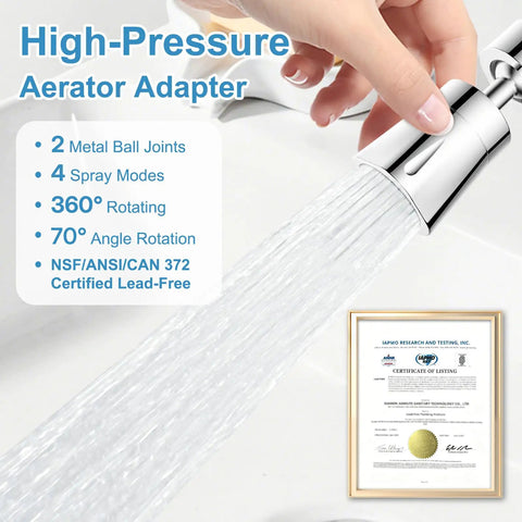 Slick 360 Degrees Swivel Faucet Aerator With Four Spray Modes Heavy Duty Chrome Sink Sprayer Attachment For Kitchen Bathroom Smooth Operator Water Saver Easy Install Design