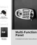 Multi-function panel of Heavy Duty Digital Keypad Safe Box For Home And Office, with embedded knob handle and status indicator.
