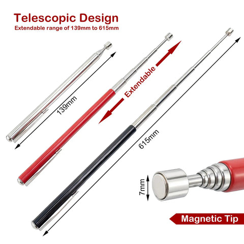 3 Piece Telescoping Magnetic Pickup Tools With Pocket Clip Grabber Reacher Pointers 24 Inch Strong Retrieving Magnets