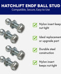 4 Pack 13mm Ball Stud With Nyloc Nuts Gas Lift Strut Support Fitting Quick Release Socket Design, durable steel construction.