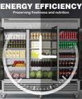 Next Level 3 Door Reach In Commercial Freezer 72 Cu Ft 82 Inches Wide Stainless Steel with food items inside.