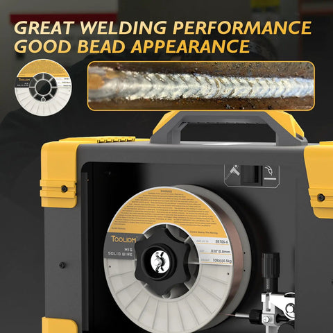 0.030 Inch ER70S-6 MIG Welding Wire 10Lb Spool For Solid Carbon Steel, 0.8mm, in a welding machine showing great bead appearance