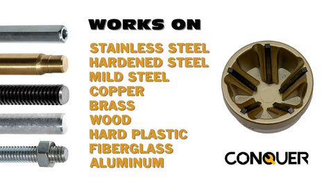 Premium Tungsten Deburring Tool With External Chamfer Bit For Heavy Duty Burr Removal, showing compatibility with various materials