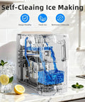 No Fuss Countertop Ice Maker Pumping Out 18 Lbs Of Crisp Bullet Ice Every 6 Minutes With A Slick Slim Footprint self-cleaning water flow