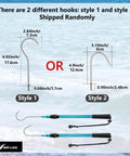 Telescopic Gaff For Saltwater Fishing with style 1 and style 2 stainless steel hooks and aluminum alloy pole on ocean background
