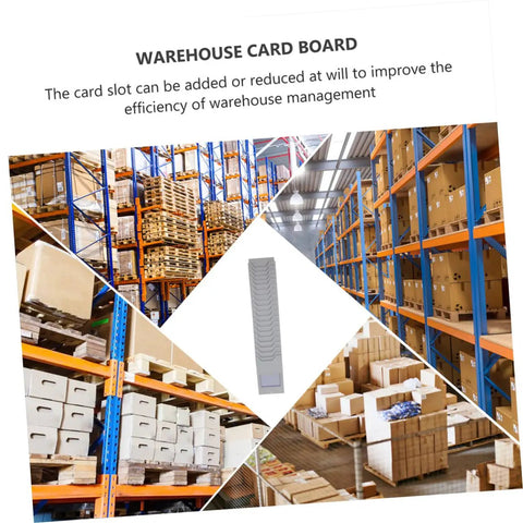 Expandable Plastic Card Holder And Multi Grid Desk Organizer in a warehouse, showing gray slots for organizing tags and IDs.