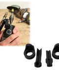 Professional Drill Bit Sharpener And Precision Angle Guide Jig Set For Rotary Power Tools with sharpening jig and tools in hand.