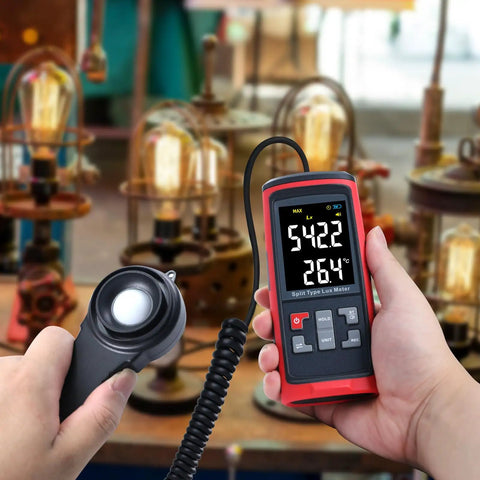 Lux Meter Logger With Split Sensor For iPhone And PC, App Controlled Readings For Plant Growth, Accurate Ambient Light Measurements, Easy Reading Capture And In-Depth Light Data in hand, split sensor visible