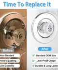 Comparison before and after using Posi-Temp Single Handle Shower Knob Replacement Kit For Tub And Shower Faucets with white button insert
