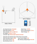 Big Power 1000W 12V Wind Turbine Kit With 3 Blades and Solar Hybrid Controller dimensions and specifications shown