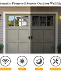 18 Inch High Outdoor Porch Wall Lantern With Dusk To Dawn Photocell Sensor Exterior Black Wall Mount Light for garage entry