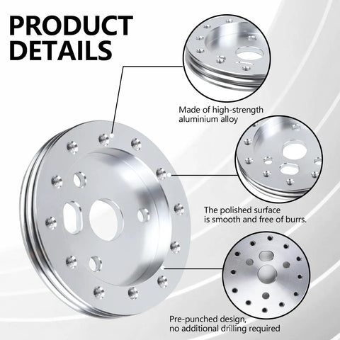 Half Inch Steering Wheel Hub Adapter Spacer Converts Six Hole To Three Bolt Pattern With Rugged Bolts detailed view showing polished aluminum alloy.