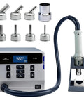 Pro Grade 1000W Hot Air Rework Station With Intelligent Digital Display For Fast Desoldering BGA Rework PCB Soldering Auto Sleep All In One Tool Includes 8 Nozzles For Pros, showing digital display and nozzles