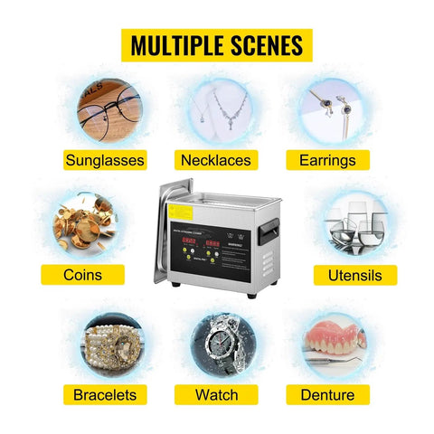 Countertop Ultrasonic Dishwasher With 10L Basin Knocks Out Grimy Buildup And Tough Residue Using 40 khz Waves, cleaning jewelry and utensils.