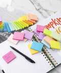 Small 1.5x2 Inch Sticky Notes, 50 Pads With 50 Sheets Each, 10 Bright Colors Recyclable Self Stick Pads on notebooks