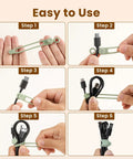 Steps to use Silicone Cable Ties 10 Pack Reusable Wire Wraps For Office And Home Use, demonstrating cord organization.