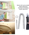 Automatic Chain Nail Gun Adapter, Hella Tough Stainless Steel Spike Driver, No Sweat Fast Nailing Head For Cordless Power Drills And Woodworking Projects, showing installation features.