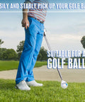 User with Upgraded Auto Locking Golf Ball Retriever with Thick Telescopic Shaft 9 Foot Reach on golf course