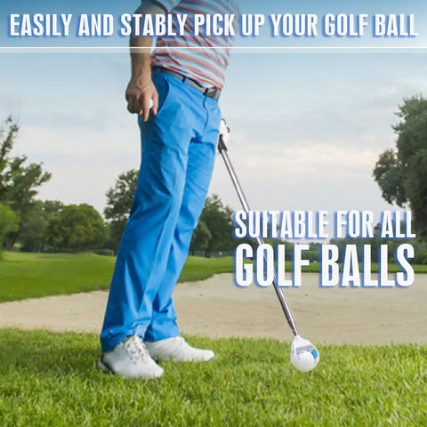User with Upgraded Auto Locking Golf Ball Retriever with Thick Telescopic Shaft 9 Foot Reach on golf course