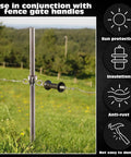 Six Pack Electric Fence Gate Handles And T Post Anchors With Double Hook Two Rings Steel Insulators on fence post