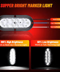 Beefy 6 Inch Oval LED Trailer Tail Light Kit 4 Lights Surface Mount 2R2W IP67DOT showing brightness levels