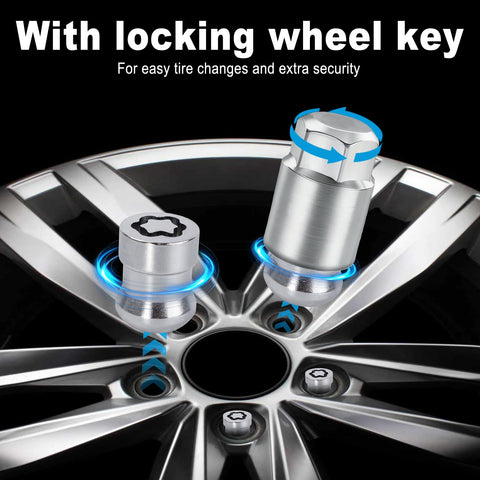 Lock Your Ride Anti Theft Wheel Lock Lug Nut Set With Key Cone Seat Chrome M12x1.5 showcased on a Honda alloy wheel during installation.